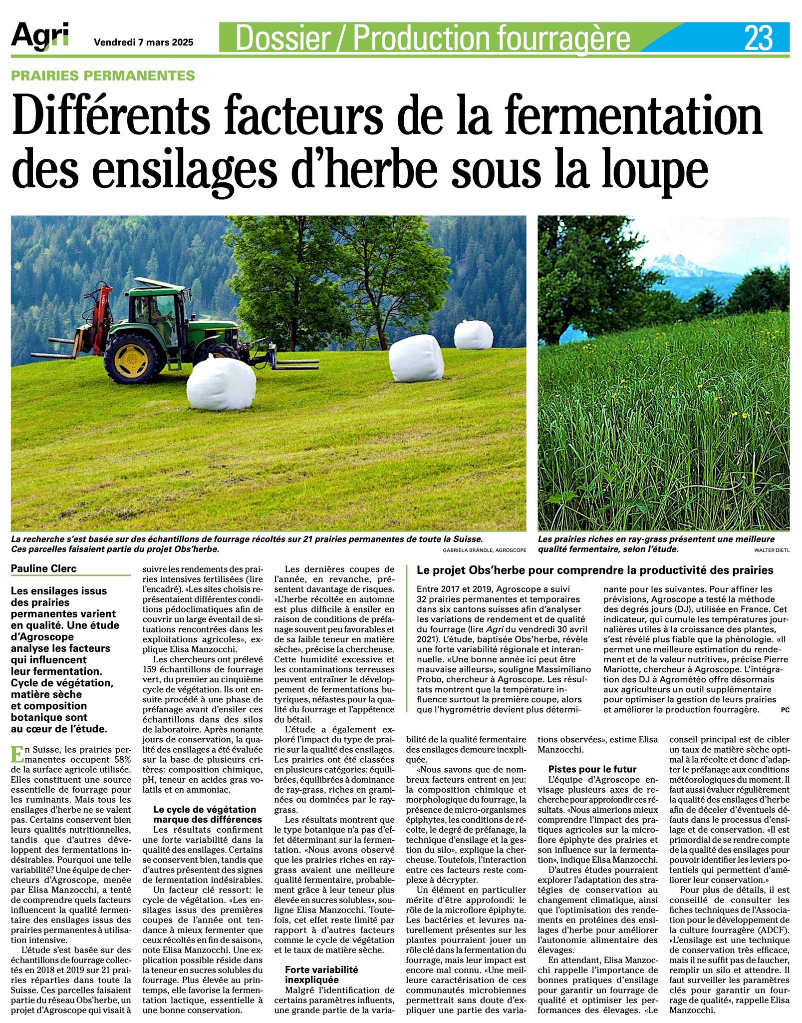 Obs'herbe: Studie zu Silagequalität 
